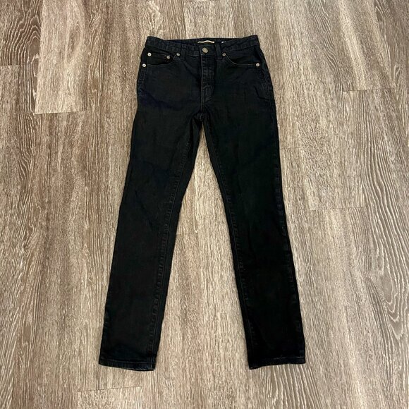 YSL Saint Laurent Paris Black Denim Jeans Size 27 Luxury Designer Mid Rise YSL - Picture 7 of 10